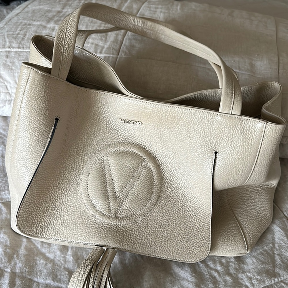 Valentino All Leather Beige Tote